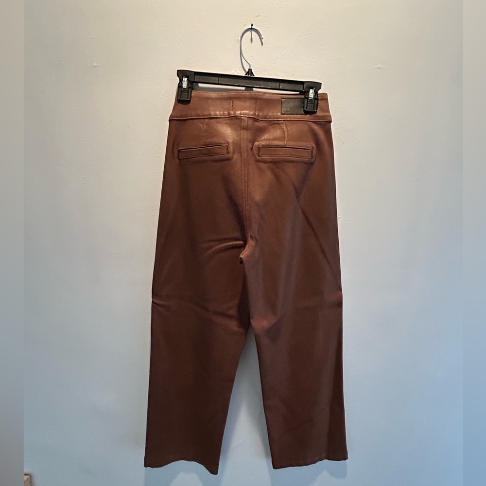 Paige Nellie High Rise Cropped Trouser Jeans in Coated Brown Size 28 - Picture 3 of 6